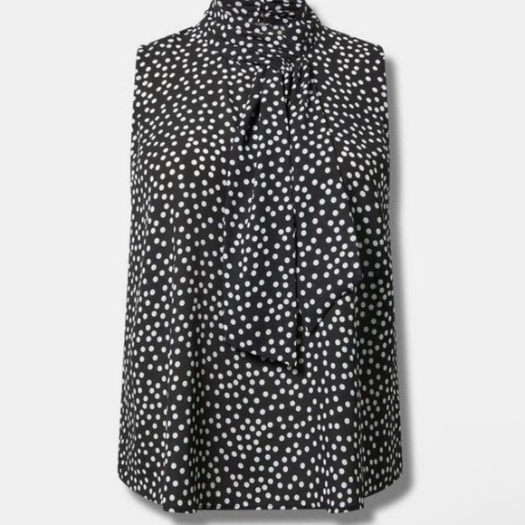 #T269-NWT Torrid Georgette Black and White Polka Dot Tie Blouse-3X - Picture 5 of 11